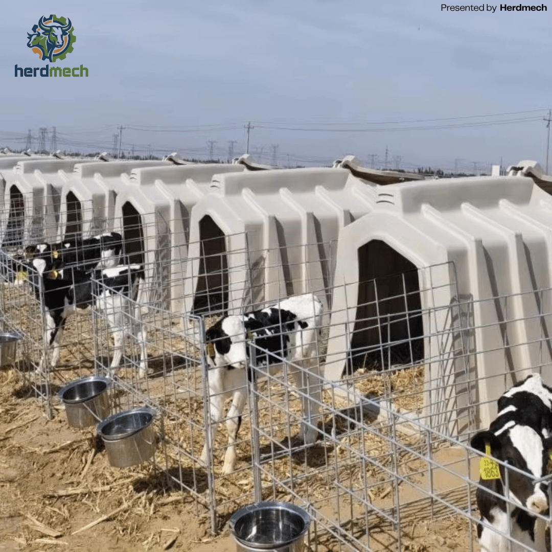 Plastic Calf Pen Hutch with Galvanized Fence | Cow Free Stall