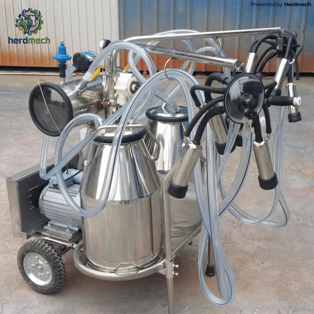Portable Vacuum Milking Machine (HMM-II)- 304 Stainless Steel Mobile Milker Equipment