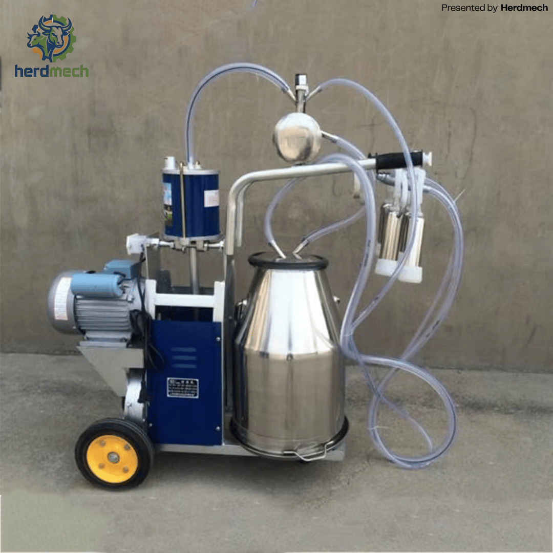 Portable Vacuum Milking Machine (HMM-II)- 304 Stainless Steel Mobile Milker Equipment