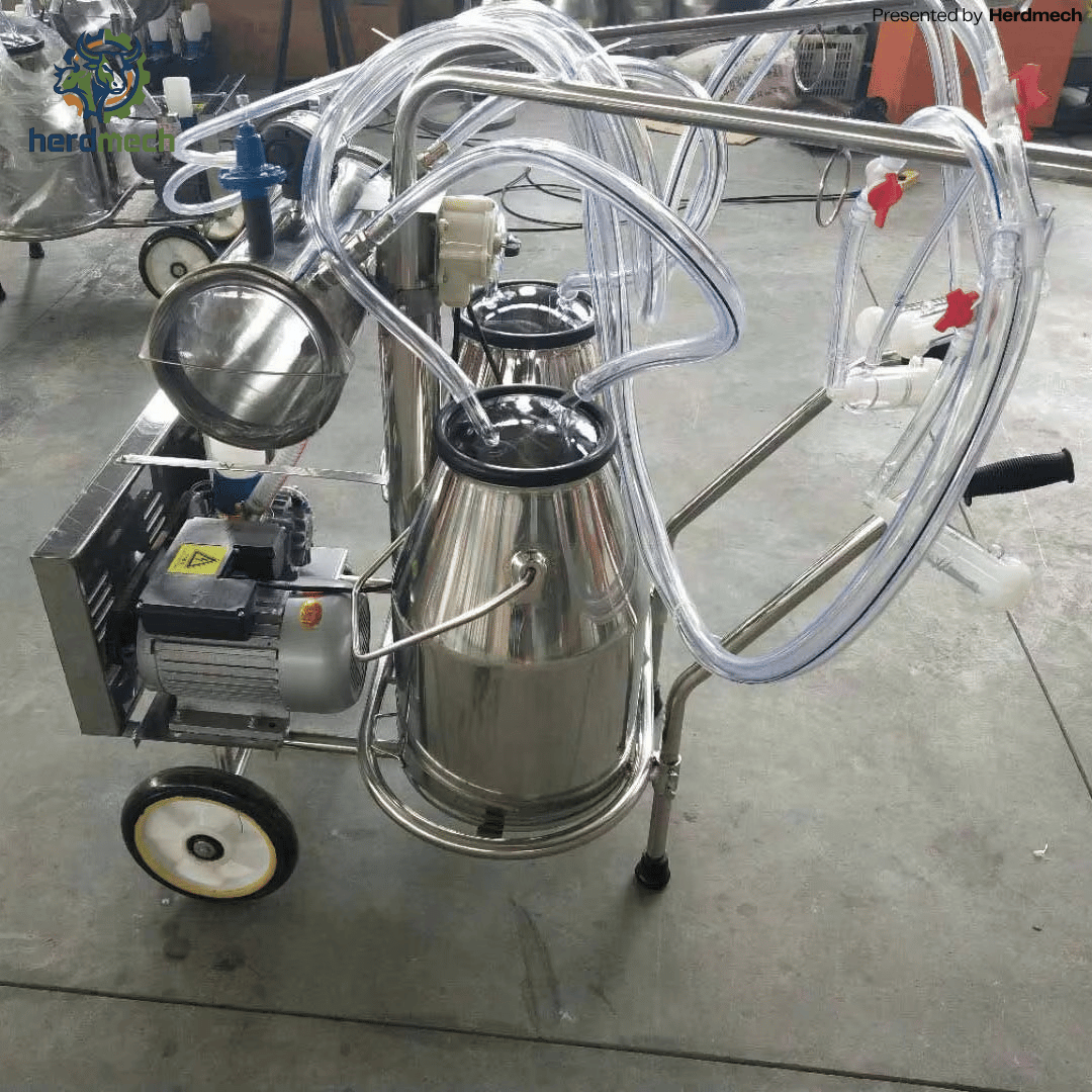 Portable Vacuum Milking Machine (HMM-II)- 304 Stainless Steel Mobile Milker Equipment